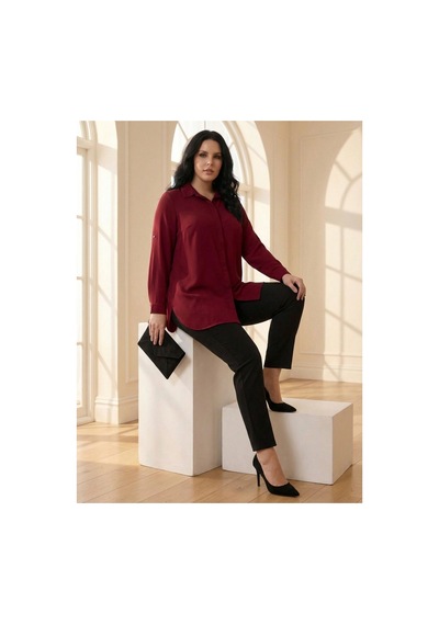 Hanezza Büyük Beden Kadın Abiye Jesica Kumaş Bordo Katlama Kol Gömlek Bordo - 30798233 Bordo Hanezza Büyük Beden Kadın Abiye Jesica Kumaş Bordo Katlama Kol Gömlek Bordo - 30798233 Bordo