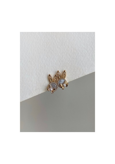 Çelik Rose Gold Incili Rabbit Küpe -kararma Yapmaz- Gümüş