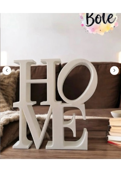 Home Yazılı Beyaz Renk Dekoratif Biblo