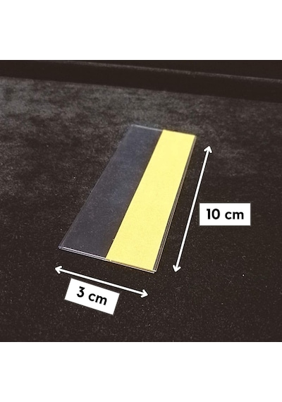 Cep Tipi Yapışkanlı Şeffaf Etiketlik 10x3cm U Tipi 100lü Paket 100 Adet