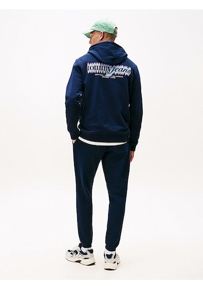 Tommy Hilfiger Tjm Reg Blur Scrpt Bck Hood Ext Erkek Mavi Kazak - Dm0dm22112