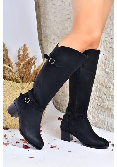 Fox Shoes Siyah Alçak Topuklu Günlük Kadın Çizme L674230009