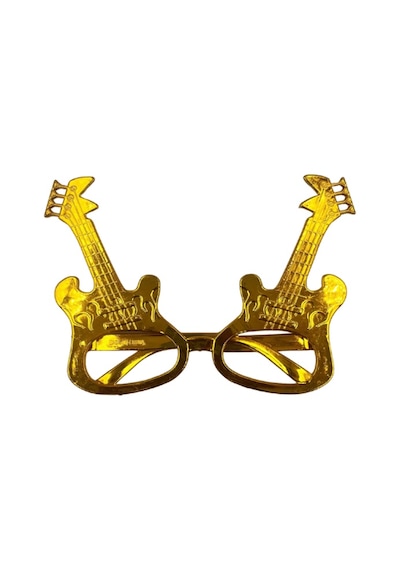 Parti Gözlük Plastik Camsız Gitar Şeklinde Gold 14x6 Cm