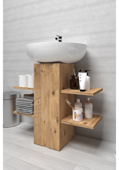 İyimi Modern Raflı Lavabo Altı Banyo Dolabı Banyo Düzenleyici Atlantik Çam