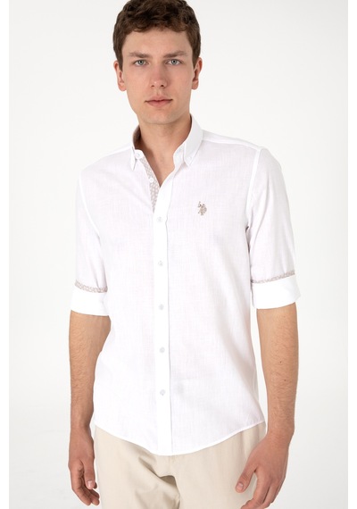 U.s. Polo Assn. Erkek Beyaz Gömlek Desenli 50300200-vr013 Beyaz