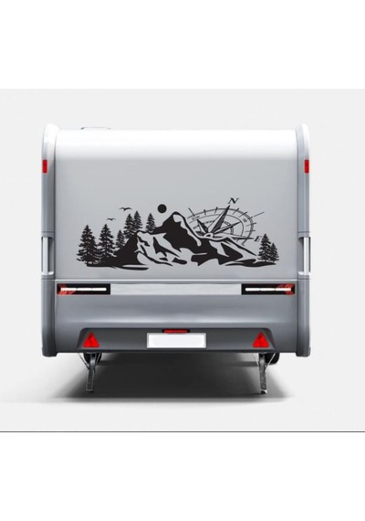 Pusula Dağ Orman Sticker - 4x4 Kamp Adventure Pickup Karavan Araba Sticker - Araç Araba Cam Sticker - 00303 80 Cm