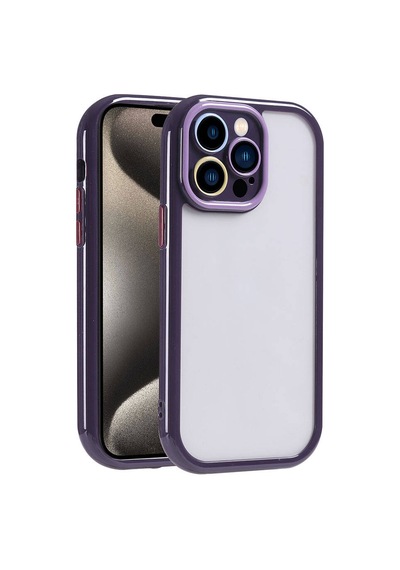 Zore İphone 15 Pro Kılıf Kamera Korumalı Renkli Kenar Ve Çerçeve Tasarımlı Nvth Vitamin Kapak-derin Mor