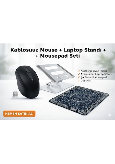 Len Tab K11 Kablosuz Mouse Ayarlanabilir Stand Mousepad Set