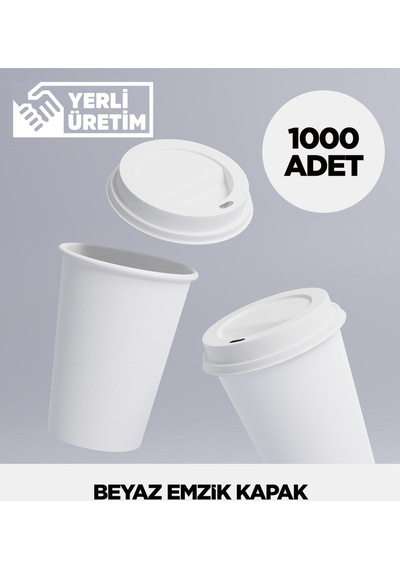 12 Oz Emzik Kapak Siyah Veya Beyaz - 1000 Adet Beyaz