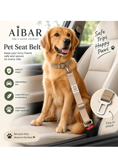 Aibar Premium Evcil Hayvan Emniyet Kemeri / Kedi / Köpek Bej
