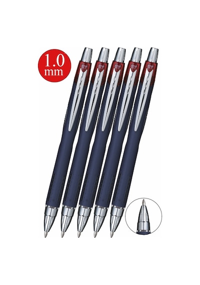 Kırmızı Jel Uçlu Pilot Kalem 5 Adet Uniball Jetstream Sxn-210 1.0 Mm Basmalı Pilot Kalem Roller Uçlu Likit Mürekkepli