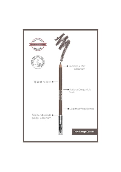 Alix Avien Fırçalı Yumuşak Uçlu Belirginleştirici Kahverengi Kaş Kalemi Eyebrow Expert Powdery Liner 104 Camel