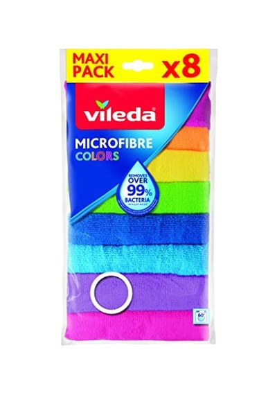 Vileda Colors Mikrofiber Bez, Çok Renkli, 8 Parça Açık Bej