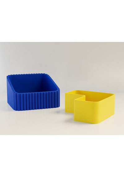 3d Baskı Fıstık Kasesi - Çift Hazneli Kabuk Ayırıcı Sunum Kasesi - Mavi Sarı
