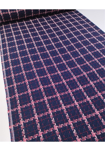 Lacivert Ekru Kırmızı Renklerde Şanel Dokuma Kumaş Elbiselik & Bluzluk En: 140cm-12613 Lacivert,ekru,kırmızı