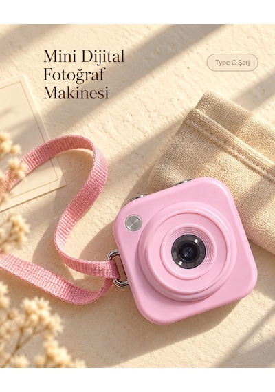Pembe Renk 2,01 İnç Ekranlı Taşınabilir Mini Dijital Fotoğraf Makinesi Standart