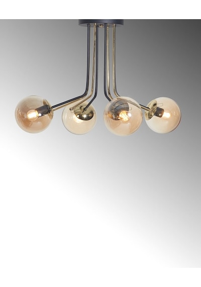Luzarana Optik 4 Lü Gold-Siyah Metal Gövde Bal Rengi Camlı Tasarım Lü... (483752956) Çok Renkli