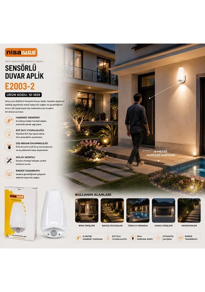 E27 - Ip20 Soft 0,4w - 50w Çınar Sensörlü Led Aplik Duvar Lambası E2003-2 5468 Çok Renkli