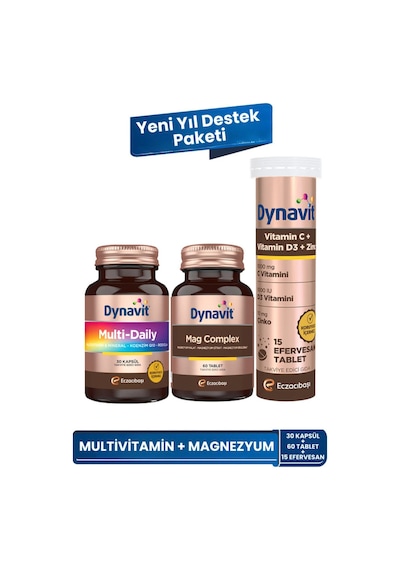 Dynavit Multidaily + Mag Complex + Vitamin C Vitamin D3 Çinko 15 Efervesan Yeni Yıl Destek Paketi