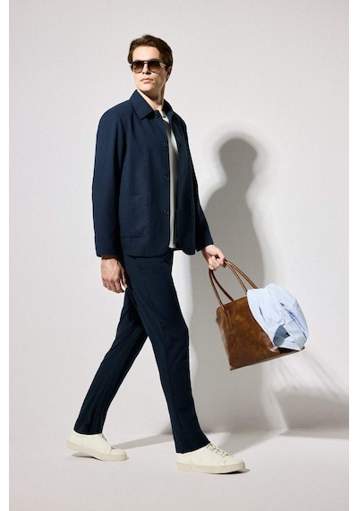 Defacto Regular Fıt Polo Yaka Yarım Astar Blazer Ceket G7591ax26smnv146 Lacivert-nv146