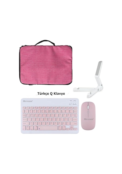 Samsung Uyumlu Tab A9 Sm-x110 Çanta+tr Bt Klavye+mouse+stand-pembeal8126