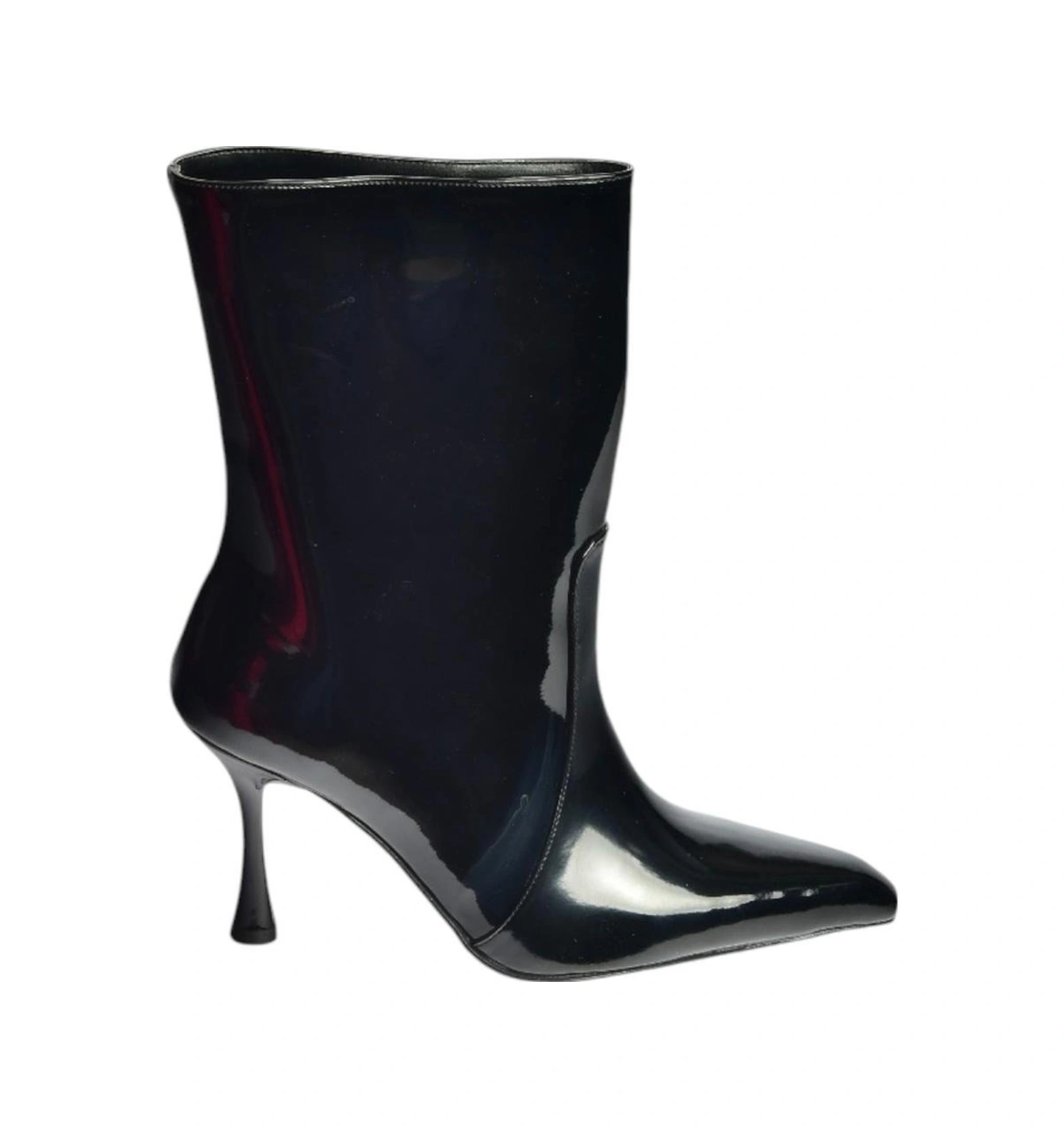 Fox Shoes V752550208 Siyah Rugan İnce Topuklu Kadın Bot siyah-rugan