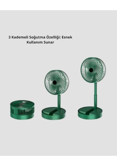 Katlanabilir Mini Fan 3 Kademeli Soğutma, Şarjlı Najmaddin