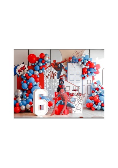 Krom Gümüş Koyu Mavi Ve Kırmızı Balon Zinciri 100 Adet Mix
