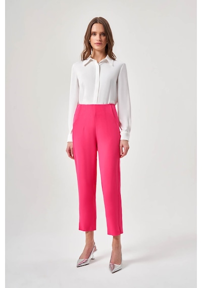 Mizalle Pensli Basic Fuşya Pantolon Sütlü Kahverengi