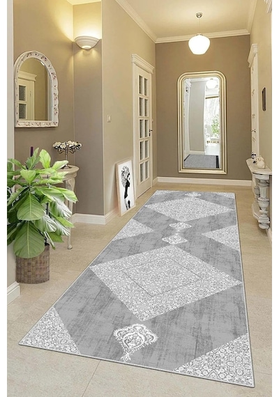 Pelangi Geometrik Karo Desenli Dijital Baskı Yıkanabilir Kaymaz Taban Modern Salon Halısı Ve Yo Standart
