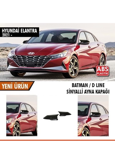 Hyundai Elantra 2021 Sinyalli Uyumlu Piano Black Batman Yarasa Ayna Kapağı