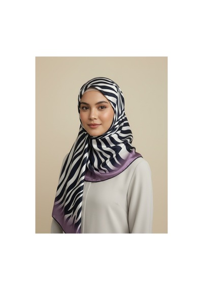 Lady Coco Zebra Desenli Dijital Baskı Rayon Eşarp Lila