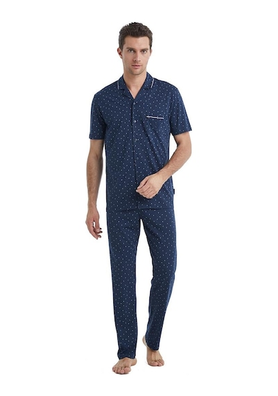 Blackspade Erkek Kısa Kol Gömlek Yaka Önden Düğmeli Lacivert Pijama Takımı C1t6n4o04 001