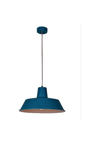 Dylight Retro Mavi Içi Beyaz Tekli Dekoratif Kafe Murfak Aydınlatma Sarkıt Avize Çap:35 Cm