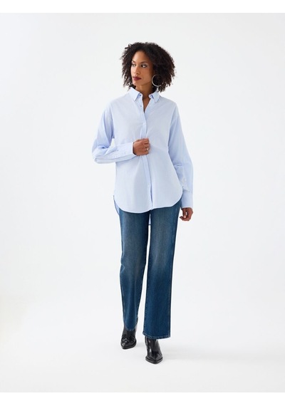 Loft Loose Fit Kadın Gömlek U.kol Lf2040473 Q1.v1 Mavi