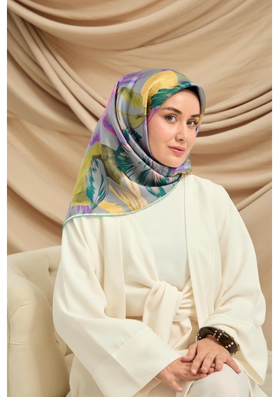 Silk Home Twill İpek Eşarp - 11480-51 Metalik Gri Yeşil