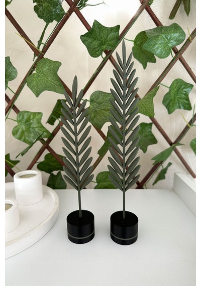 Modern Minimalist Doğa Temalı Yaprak Seti Yeşil Renkli Dekoratif Obje Yeşil - 698301863