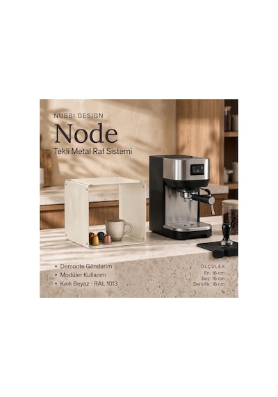 Node Modüler Metal Masaüstü Organizer Çok Amaçlı Düzenleyici Tekli Modül 16x16 Cm Krem - 943943374 Krem