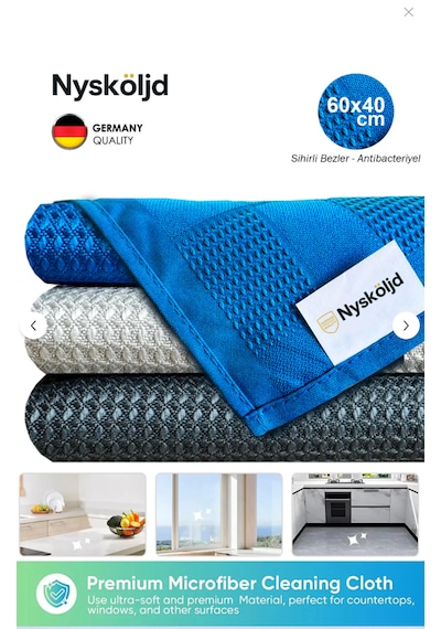 Solıngen 3 Lü Mikrofiber Sihirli Bez Açık Gri