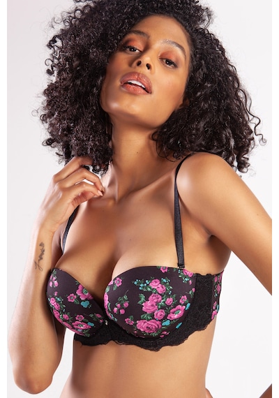 Etiler Collection Golshan Gardenia Balconette Heavy Push Up Bra, Siyah Konforlu Ve Şık Sütyen Çok renkli