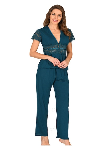 Sistina Petrol - 225 - Yeşili Penye Pijama Takımı - 1633 - - Kmrsfres - Beden L Petrol Yeşili