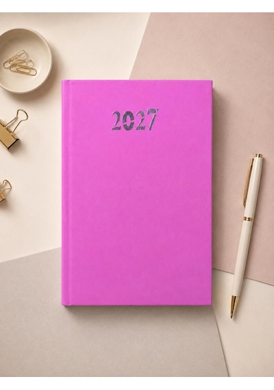 Ofisinn 2027 Cilt Bezli Sert Kapak 14x20 Cm Planlayıcı Günlük Ajanda Pembe