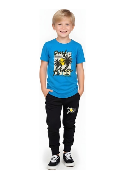 Fyk Kids Erkek Çocuk Mevsimlik Surf Rider Baskılı Alt-üst Takım Mavi