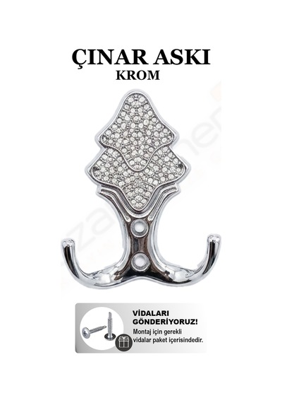 Çınar Askı Lüks Vestiyer Duvar Dolap Elbise Askısı Krom