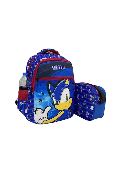 Yeni Sezon Speed Desenli 2' Li Erkek Okul Çantası + Beslenme Çantası Seti MAvi