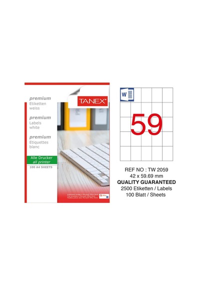 Tanex Tw-2059 Laser Etiket 100'lü Paket