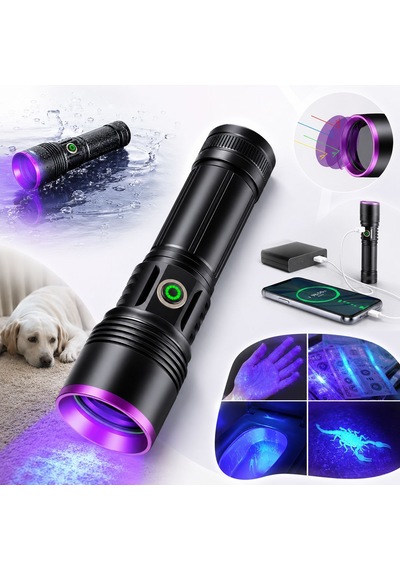 365nm Uv Siyah Işık El Feneri 20w Güçlü Led, Type-c Şarjlı, Ip65 Dayanıklı Gövde Diğer