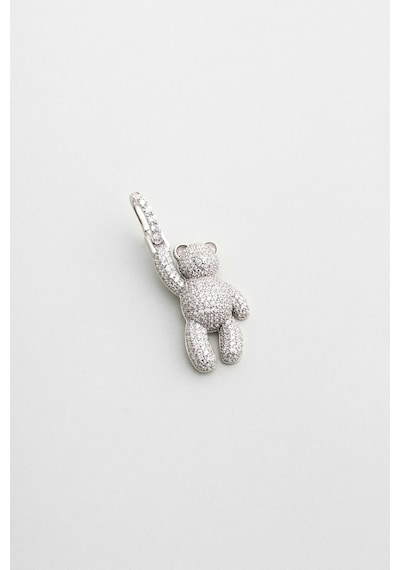 Tiny Bear 18 Ayar Beyaz Altın Kaplama Gümüş Charm Beyaz