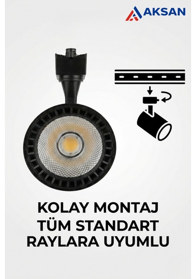Ct-5334 Babil Cob Led Ray Spot Lamba 30w Günışığı Siyah Monofaze Uyumlu Raysız Diğer