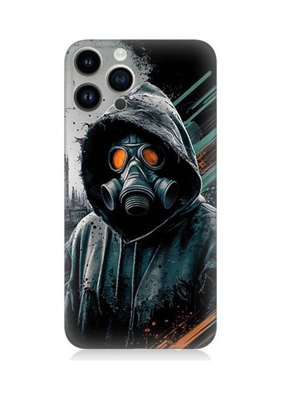 Apple Uyumlu iPhone 14 Pro  Gaz Maskesi Desenli Silikon Kılıf
